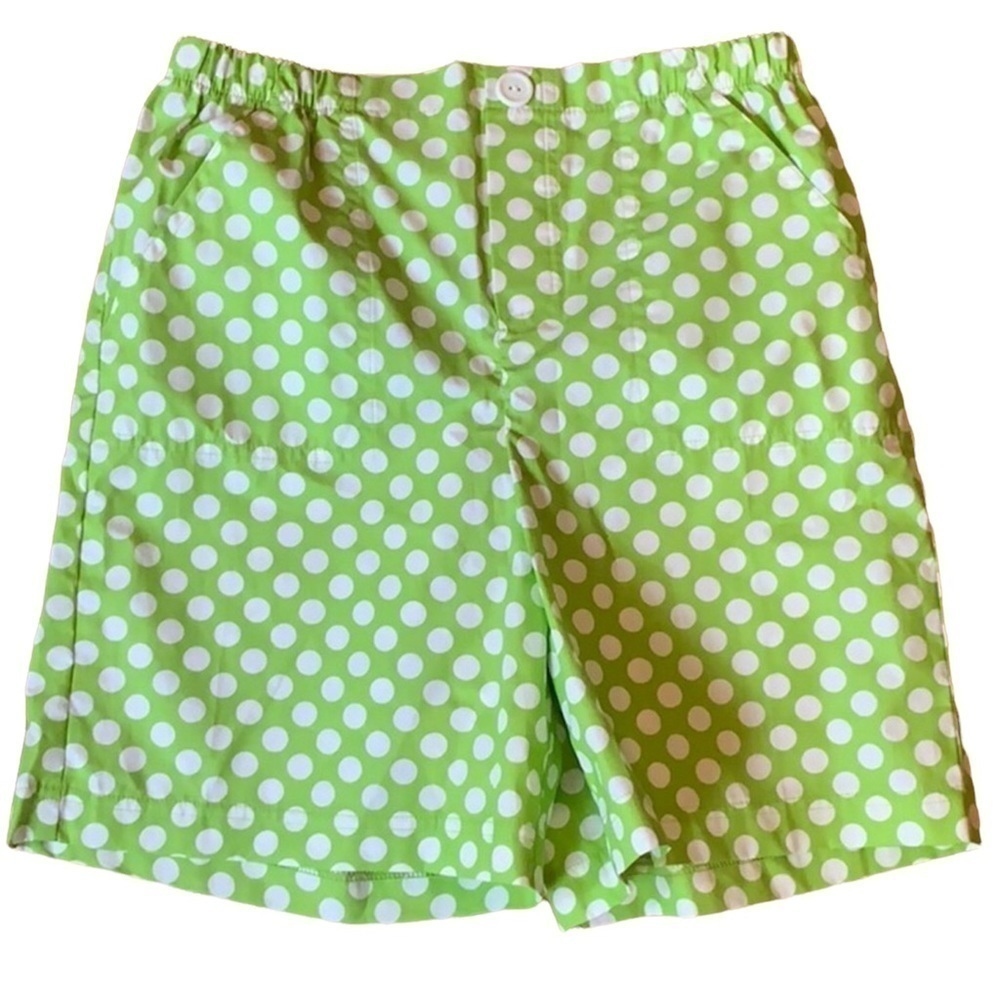 Kelly’s Kids green & white polka dot shorts 14-16